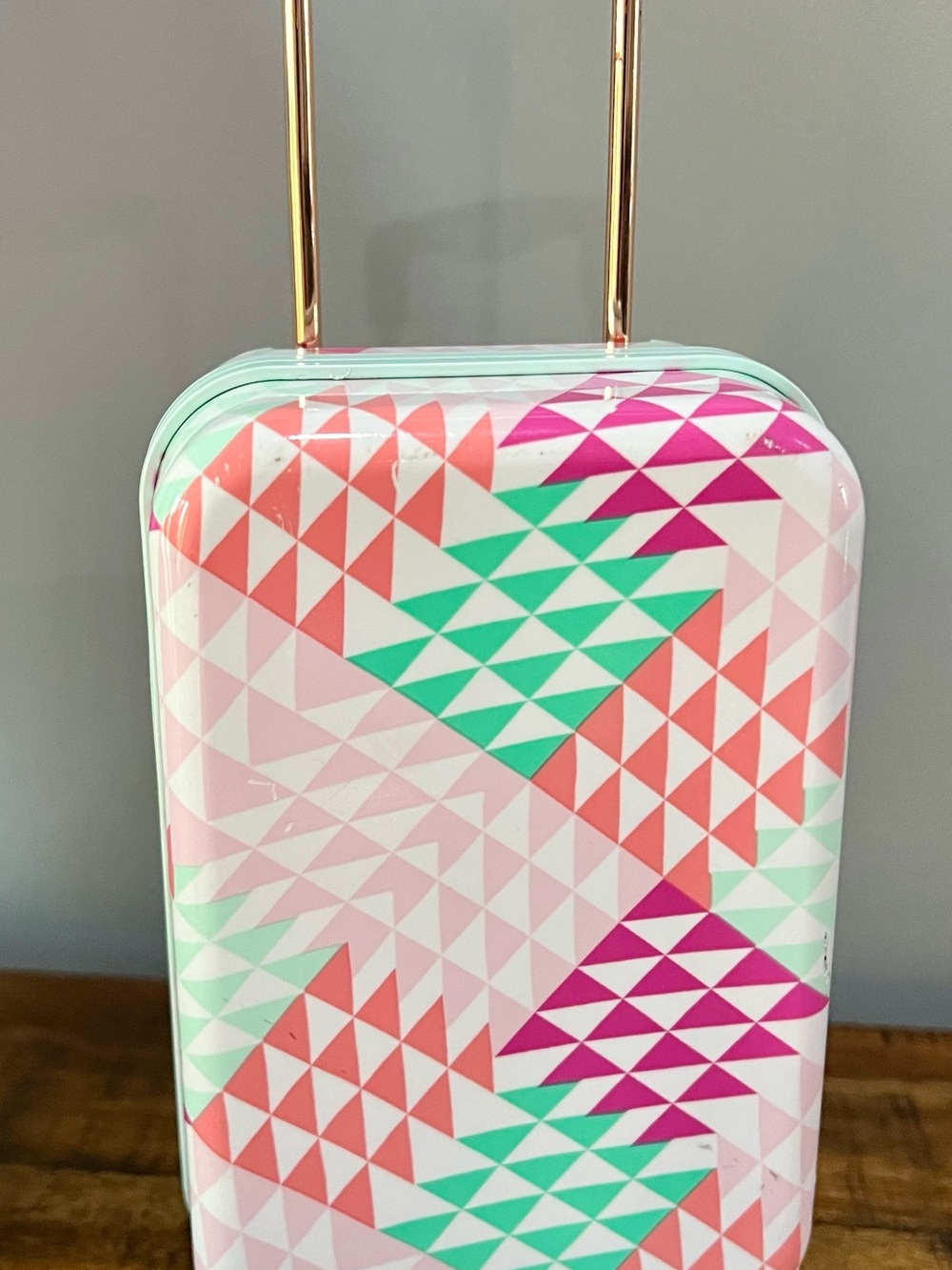 American Girl Geometric Pink Mint Pattern Carry-On